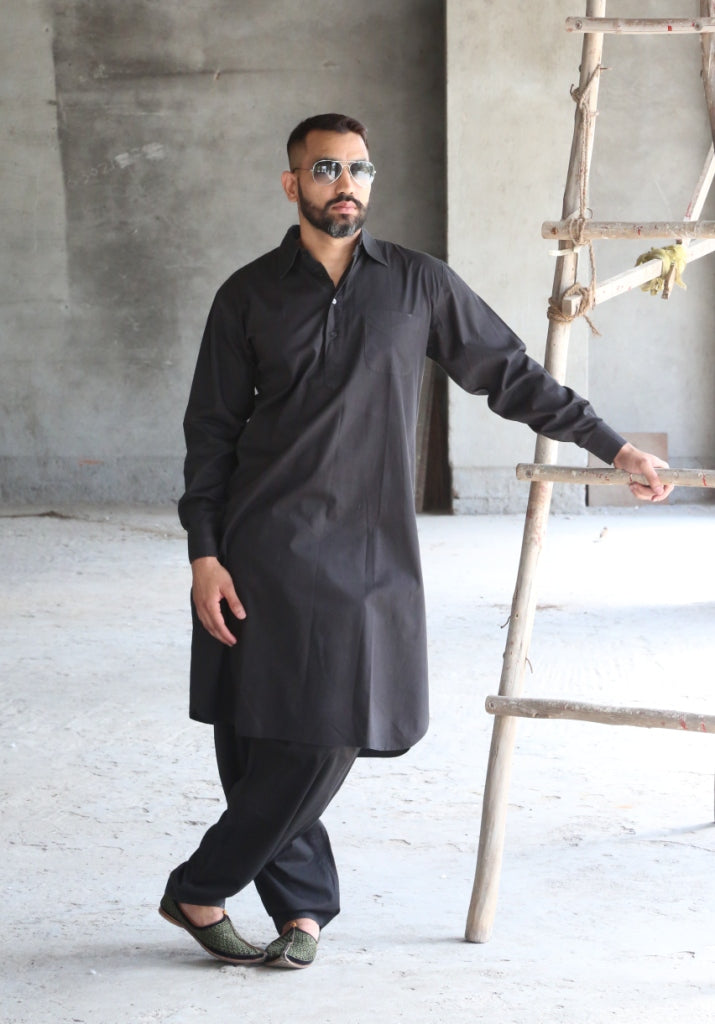 Modern New Look Kurta Pajama Design Black Kurta Designer Pathani